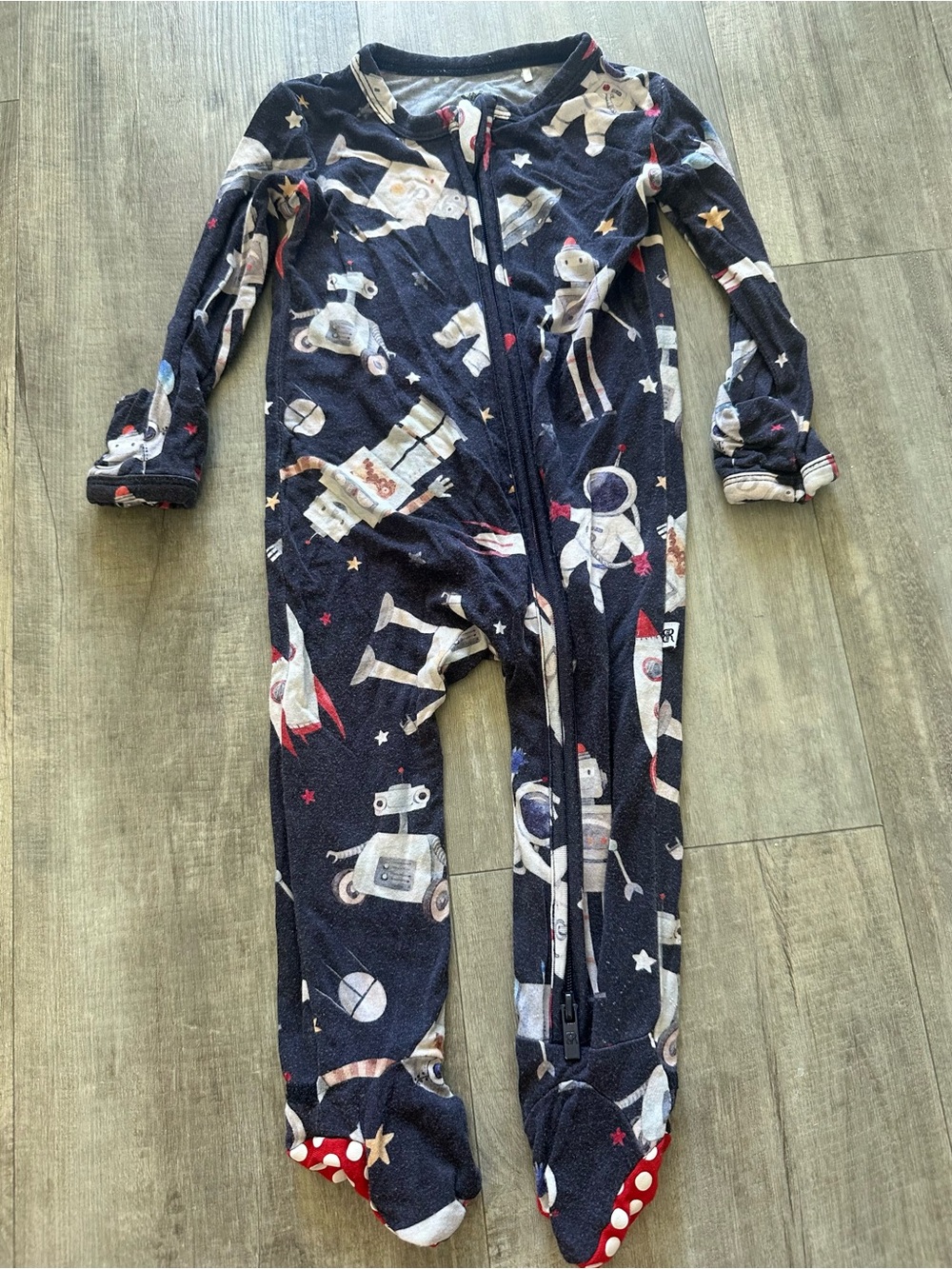 Kids Navy Space Robot One-Piece Footed Pajamas 3-6 month bamboo
